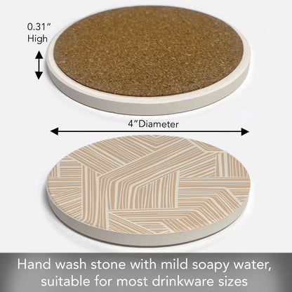 Thirstystone Endless Mocha Round Absorbent Stone Coaster with Protective Cork Backing Manufactured in The USA 4" Diameter