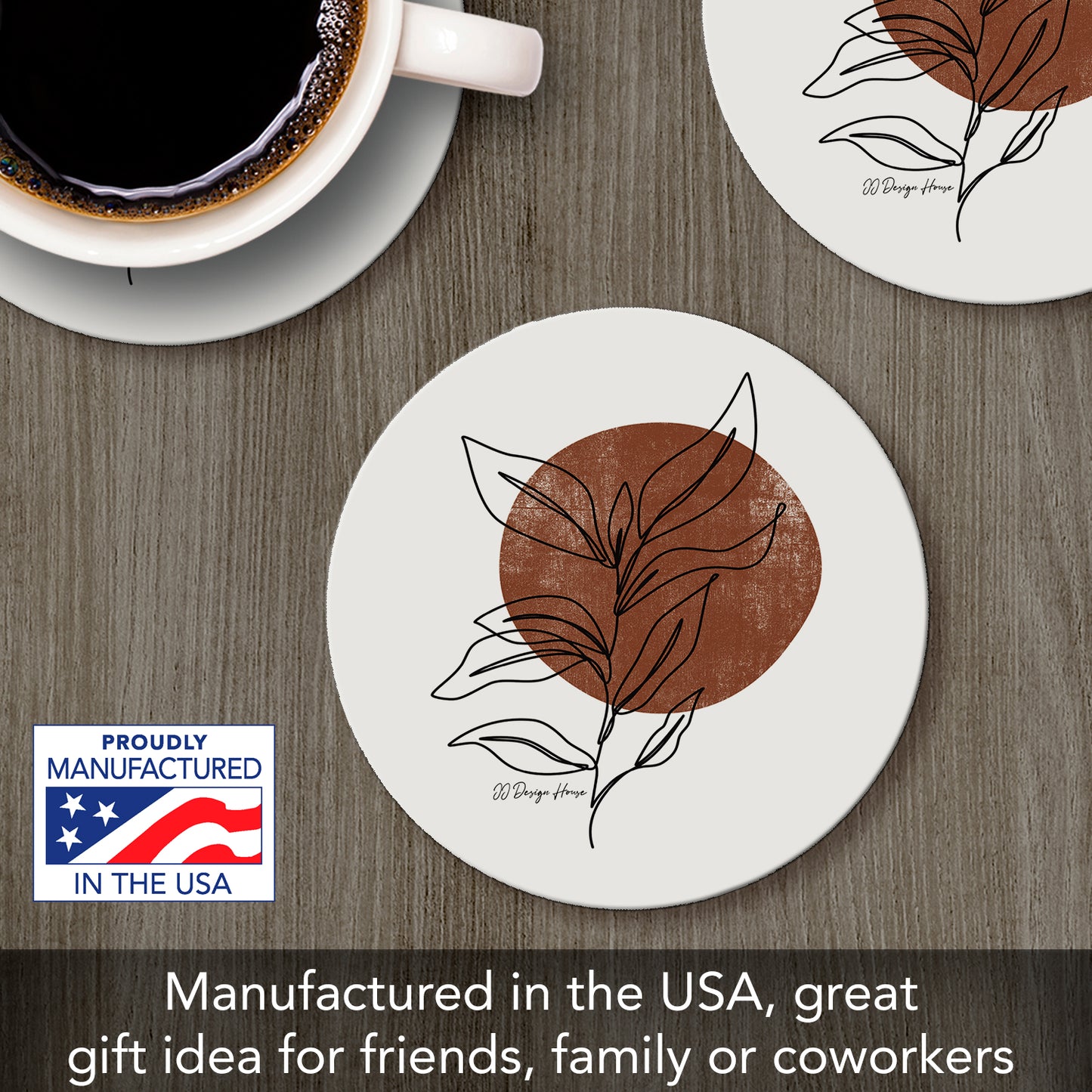 Thirstystone Mocha Stem Round Absorbent Stone Coaster with Protective Cork Backing Manufactured in The USA 4" Diameter