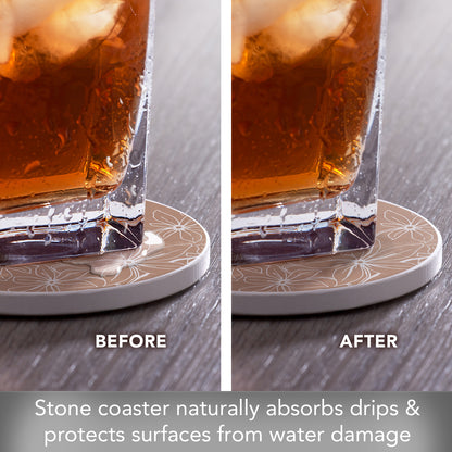 Thirstystone Mocha Lily Round Absorbent Stone Coaster with Protective Cork Backing Manufactured in The USA 4" Diameter