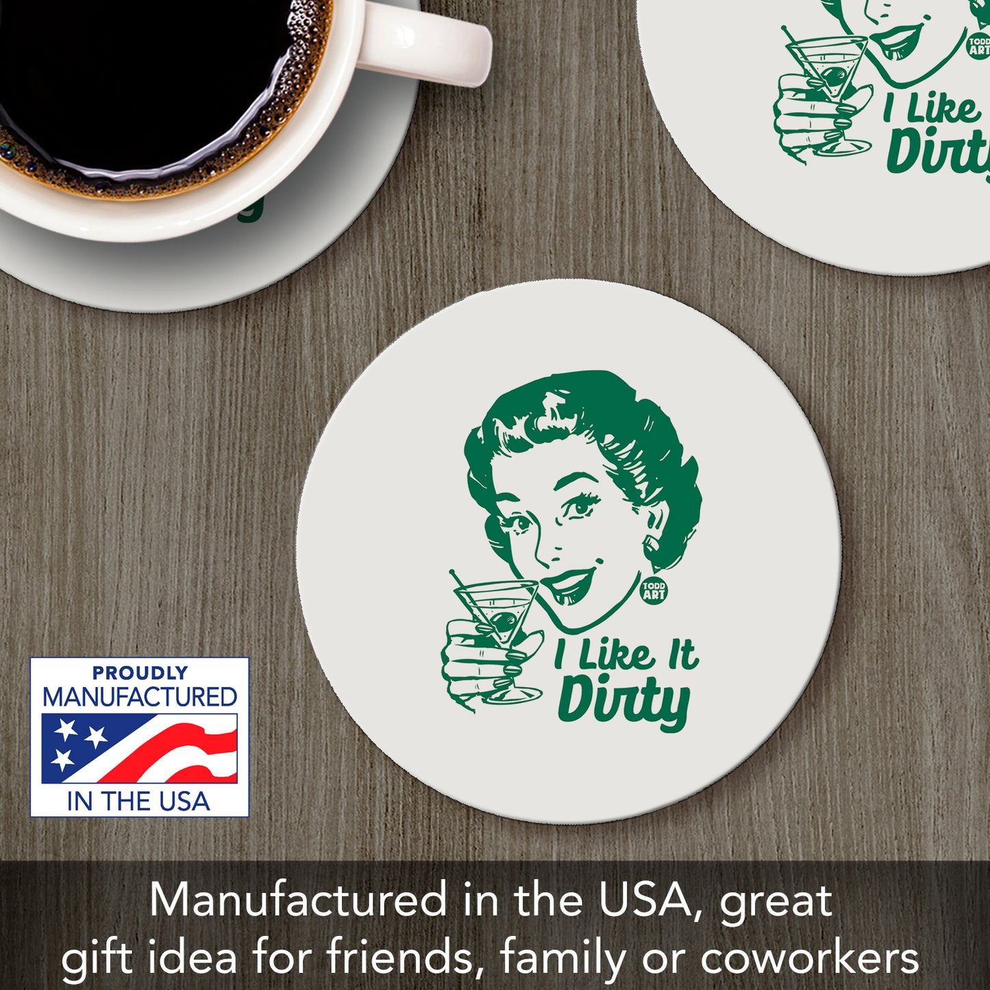 Like it Dirty Single Round Absorbent Stone Coaster 4" Diameter Create Your Own Collection