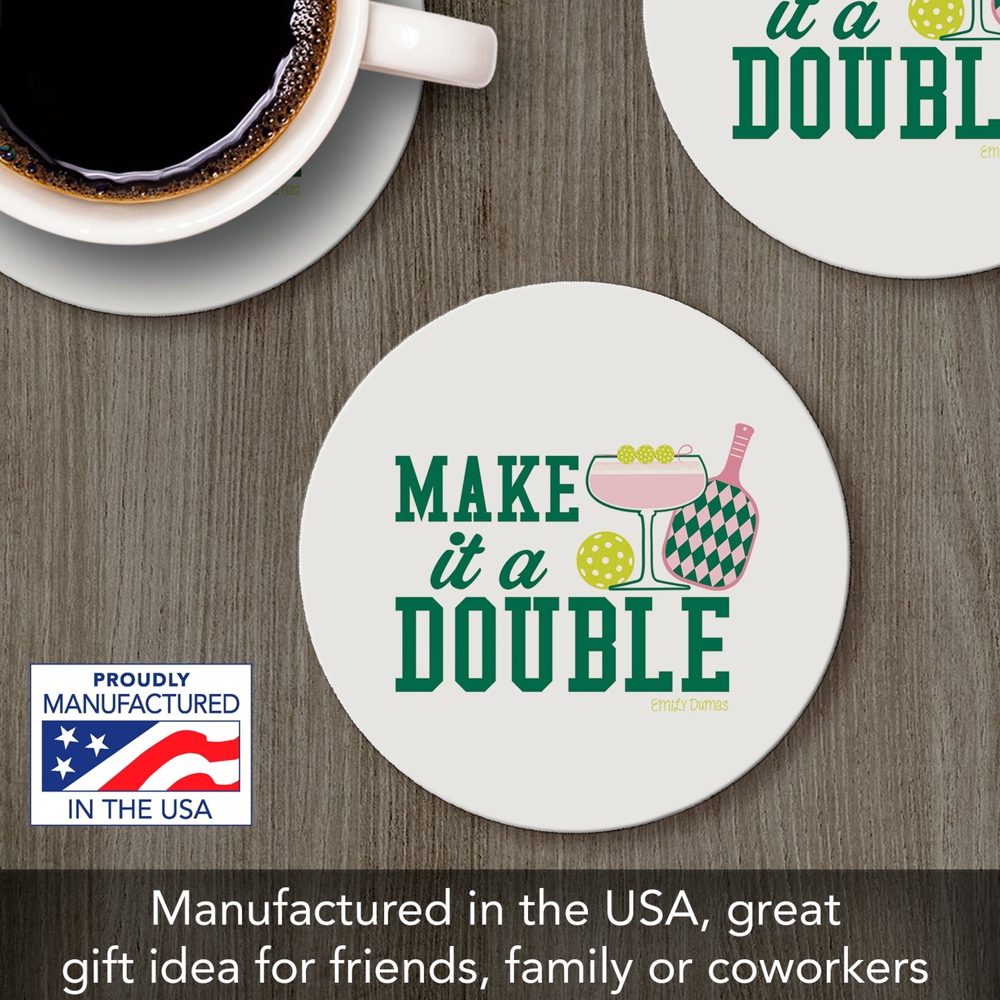 Make it a Double Single Round Absorbent Stone Coaster 4" Diameter Create Your Own Collection