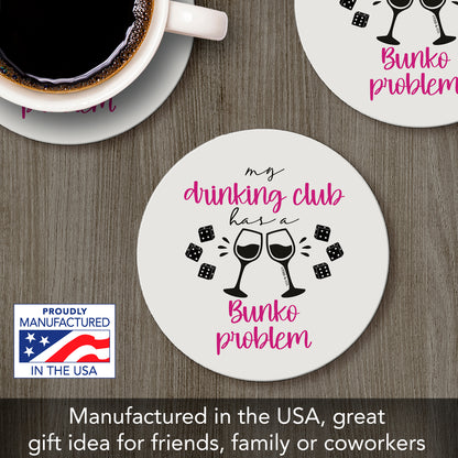 Bunko Problem Single Round Absorbent Stone Coaster 4" Diameter Create Your Own Collection