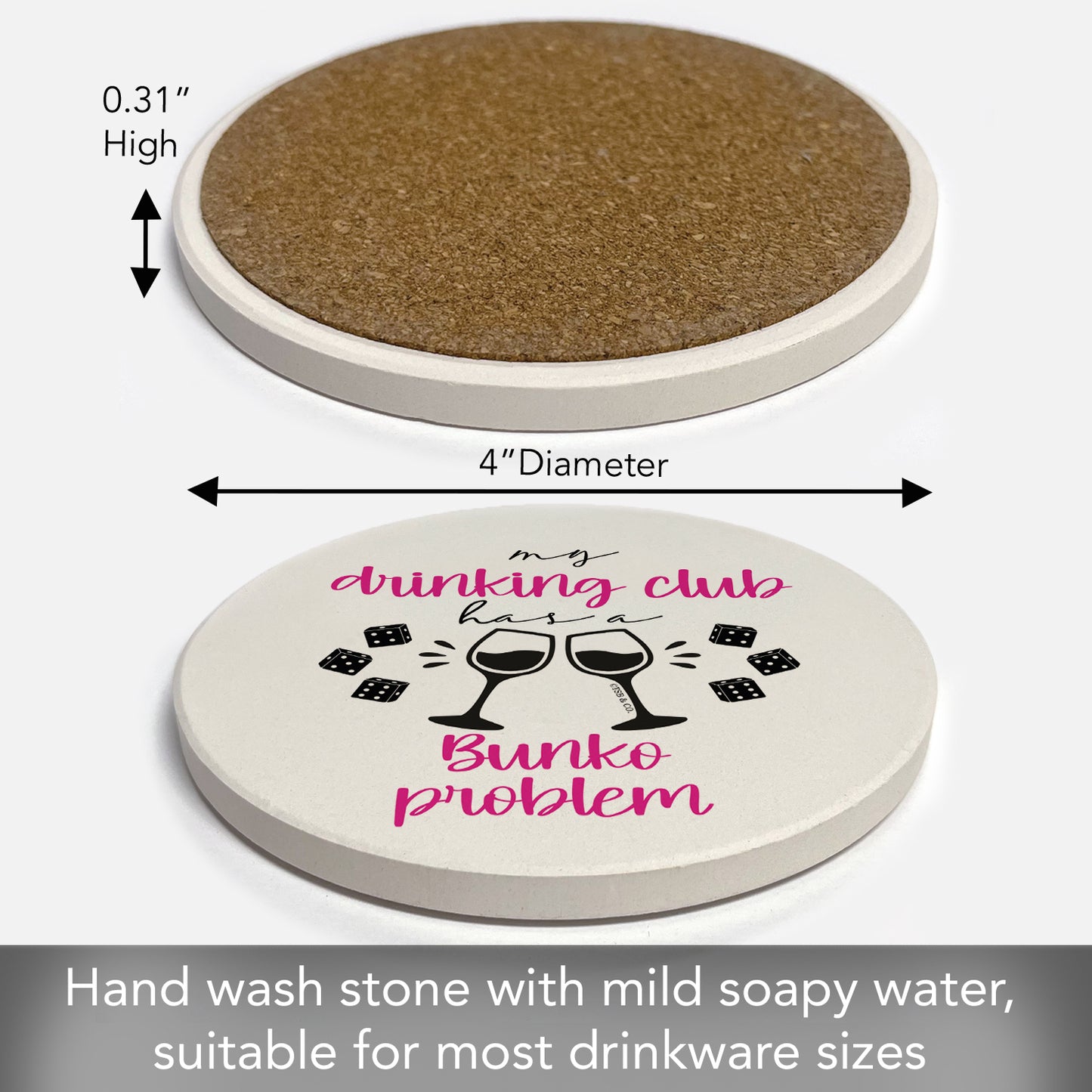 Bunko Problem Single Round Absorbent Stone Coaster 4" Diameter Create Your Own Collection