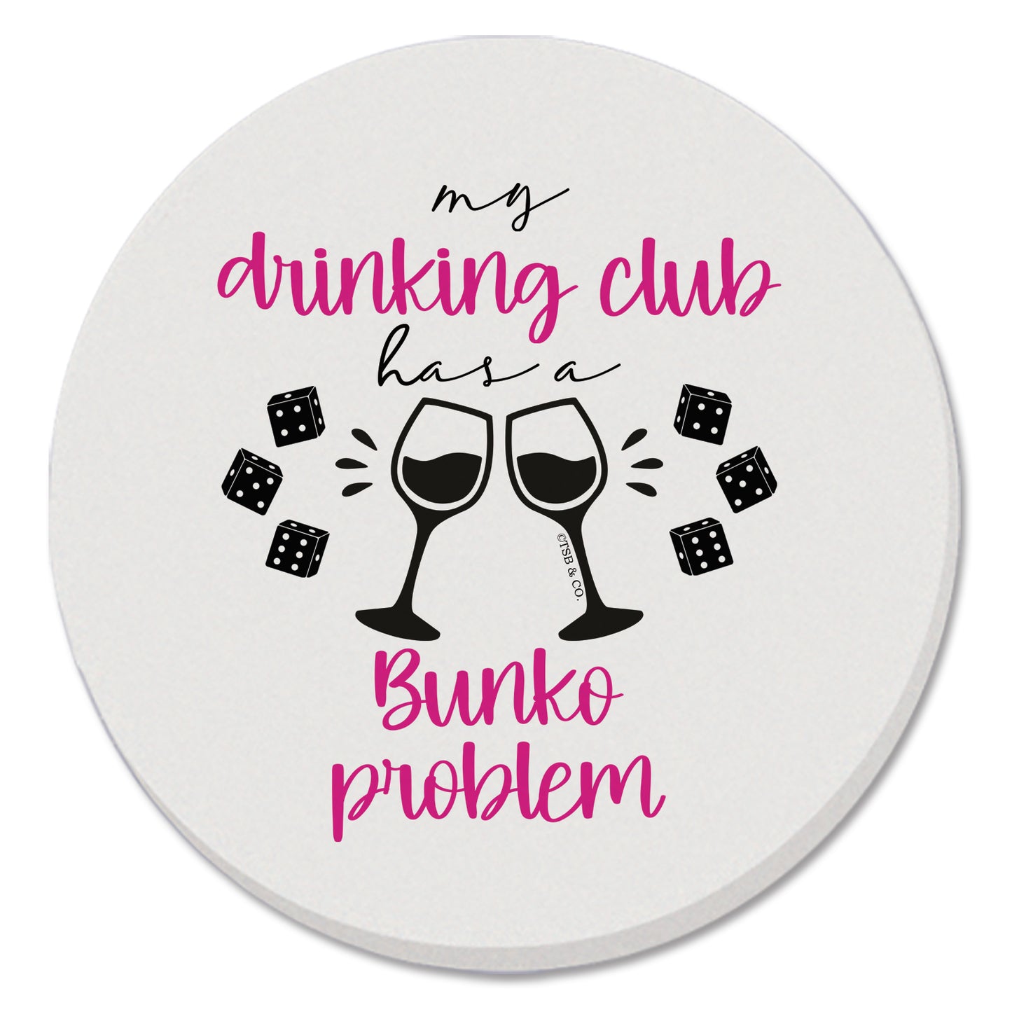 Bunko Problem Single Round Absorbent Stone Coaster 4" Diameter Create Your Own Collection