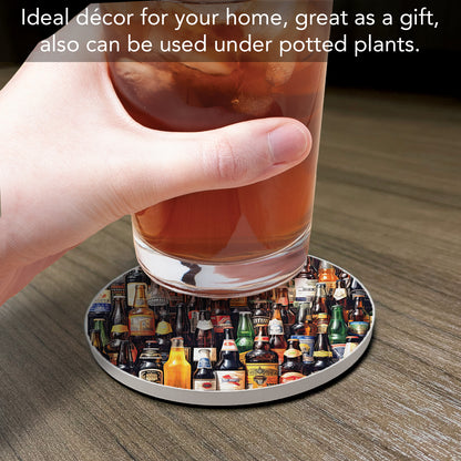 All About Beer Single Round Absorbent Stone Coaster 4" Diameter Create Your Own Collection