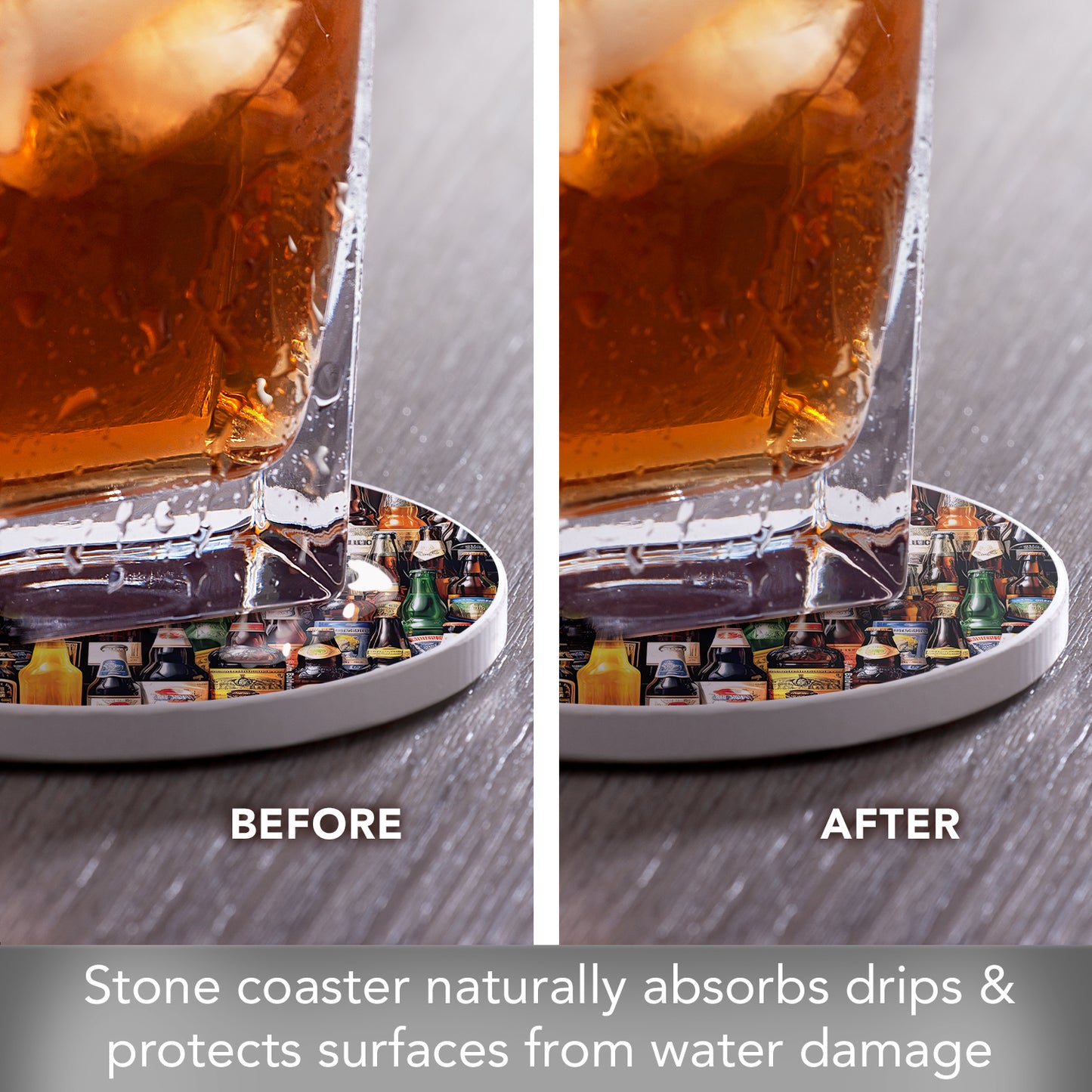 All About Beer Single Round Absorbent Stone Coaster 4" Diameter Create Your Own Collection