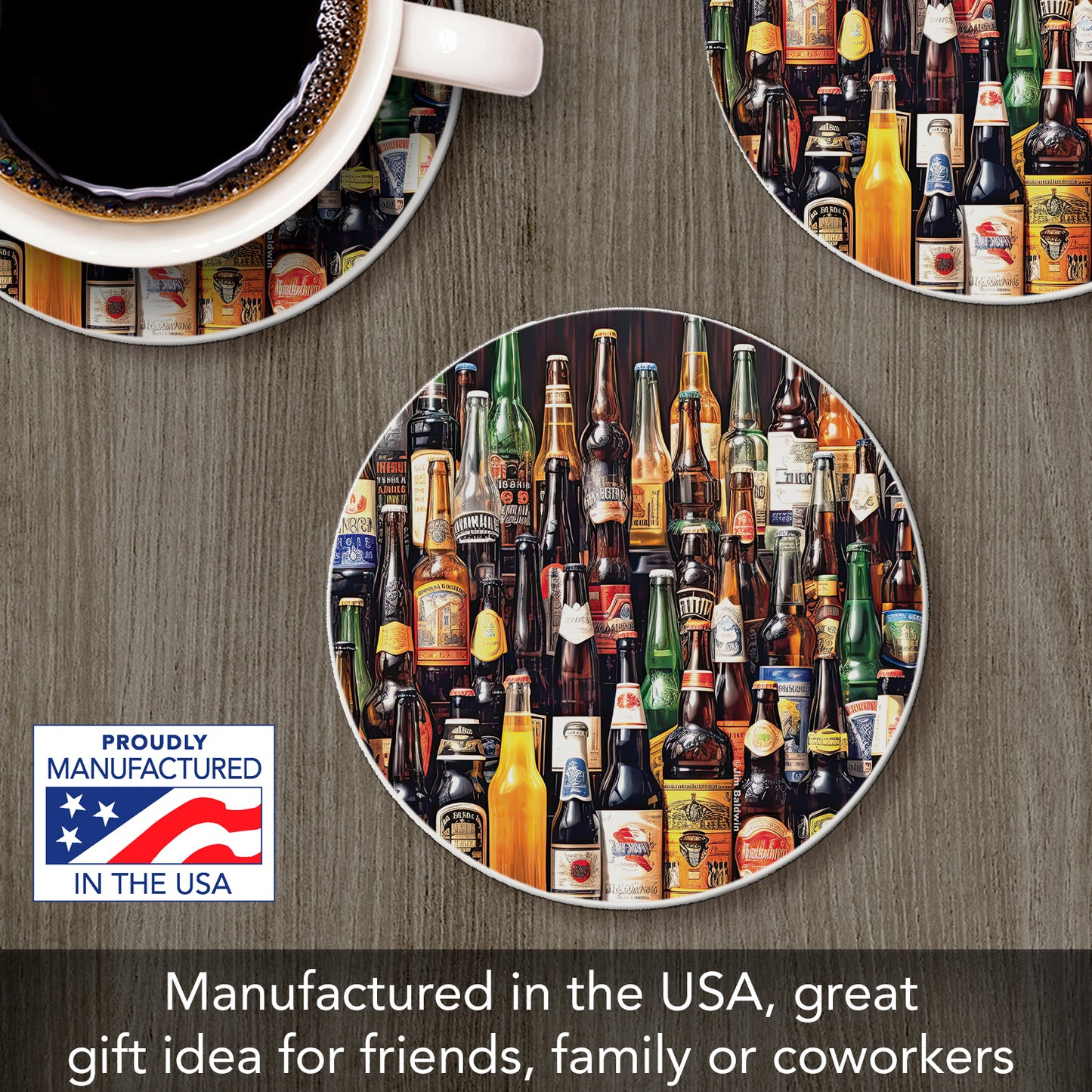 All About Beer Single Round Absorbent Stone Coaster 4" Diameter Create Your Own Collection