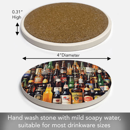 All About Beer Single Round Absorbent Stone Coaster 4" Diameter Create Your Own Collection
