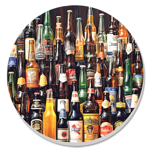 All About Beer Single Round Absorbent Stone Coaster 4" Diameter Create Your Own Collection