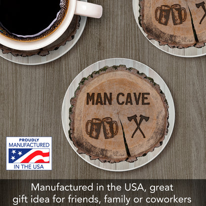 Man Cave Single Round Absorbent Stone Coaster 4" Diameter Create Your Own Collection
