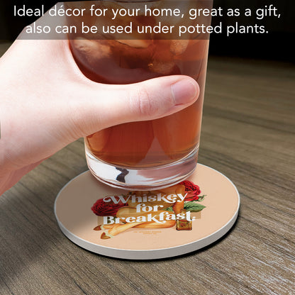 Whiskey Breakfast Single Round Absorbent Stone Coaster 4" Diameter Create Your Own Collection
