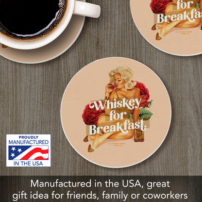 Whiskey Breakfast Single Round Absorbent Stone Coaster 4" Diameter Create Your Own Collection
