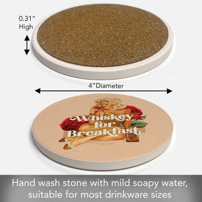 Whiskey Breakfast Single Round Absorbent Stone Coaster 4" Diameter Create Your Own Collection