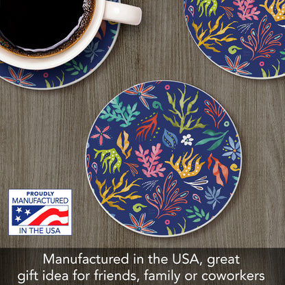 Seaweed Float Single Round Absorbent Stone Coaster 4" Diameter Create Your Own Collection