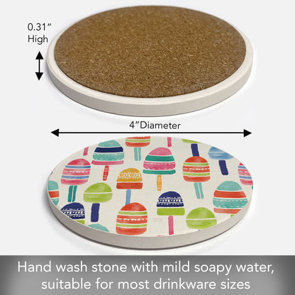 Buoy Float Single Round Absorbent Stone Coaster 4" Diameter Create Your Own Collection