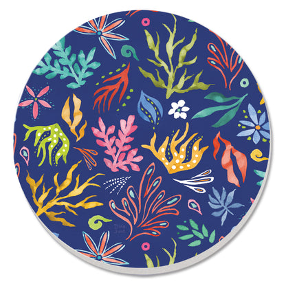 Seaweed Float Single Round Absorbent Stone Coaster 4" Diameter Create Your Own Collection
