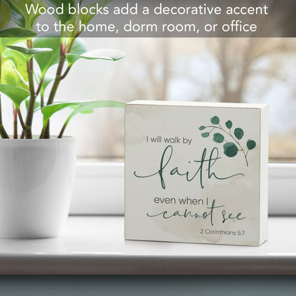 CounterArt Walk by Faith Decorative Faith Driven Wooden Home Accent Sign for Desk Mantle or Shelf Made in the USA