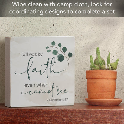 CounterArt Walk by Faith Decorative Faith Driven Wooden Home Accent Sign for Desk Mantle or Shelf Made in the USA
