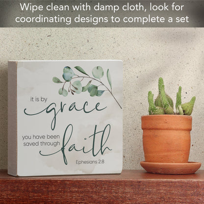 CounterArt Grace Decorative Faith Driven Wooden Home Accent Sign for Desk Mantle or Shelf Made in the USA
