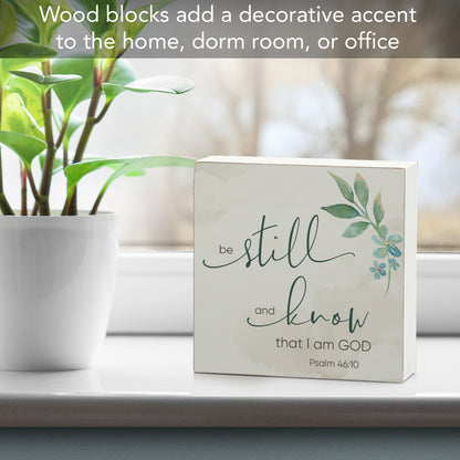 CounterArt Be Still and Know Decorative Faith Driven Wooden Home Accent Sign for Mantle or Shelf Made in the USA
