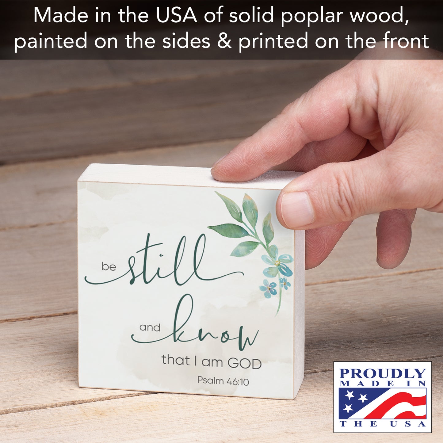 CounterArt Be Still and Know Decorative Faith Driven Wooden Home Accent Sign for Mantle or Shelf Made in the USA
