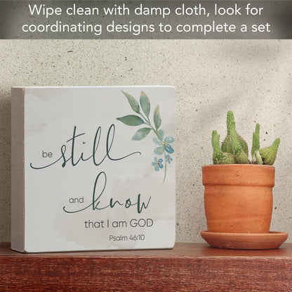 CounterArt Be Still and Know Decorative Faith Driven Wooden Home Accent Sign for Mantle or Shelf Made in the USA