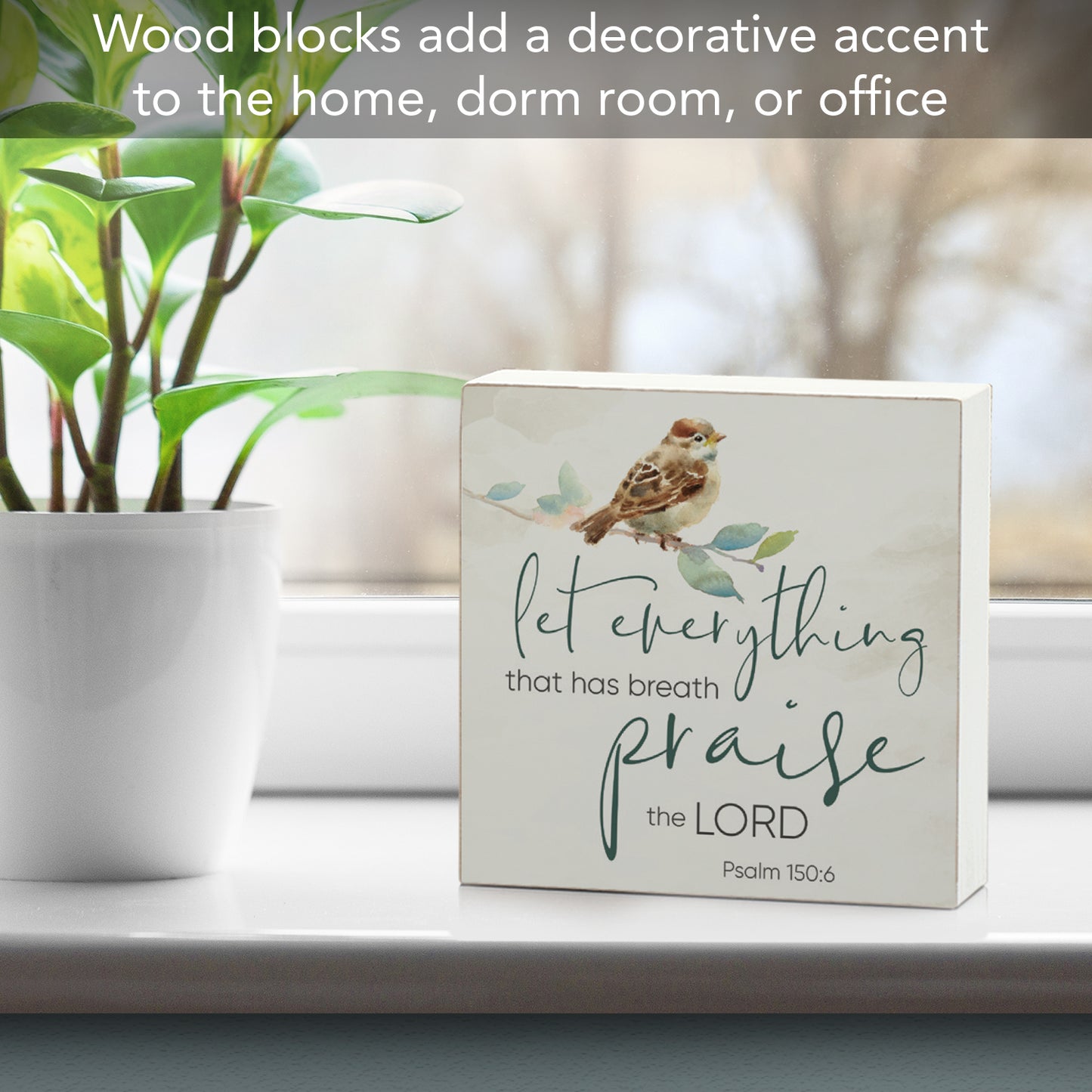 CounterArt Praise Decorative Faith Driven Wooden Home Accent Sign for Desk Mantle or Shelf Made in the USA