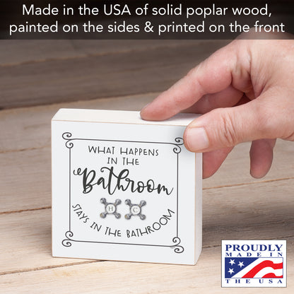 CounterArt "What Happens" Artistic Freestanding Solid Wood Block Sign Made in the USA 3.75” Square Decorative Accent for Home or Office