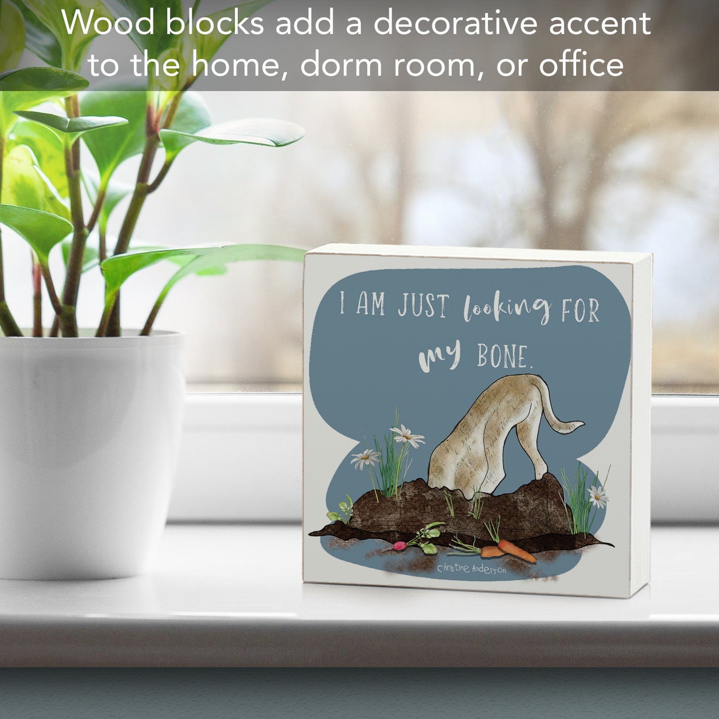 CounterArt My Bone Freestanding Solid Wood Block Sign Made in the USA 3.75” Square Decorative Accent for Home or Office