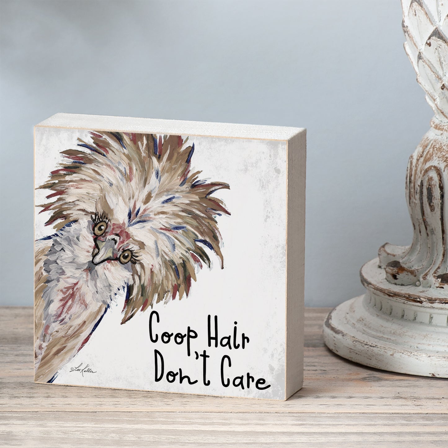 CounterArt Coop Hair Artistic Freestanding Solid Wood Block Sign Made in the USA 3.75” Square Decorative Accent for Home or Office