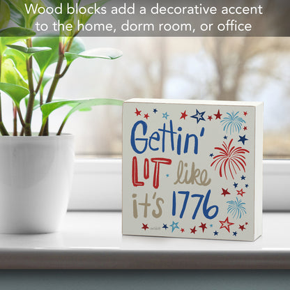 CounterArt Getting Lit Artistic Freestanding Solid Wood Block Sign Made in the USA 3.75” Square Decorative Accent for Home or Office