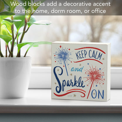 CounterArt Sparkle On Freestanding Solid Wood Block Sign Made in the USA 3.75” Square Decorative Accent for Home or Office