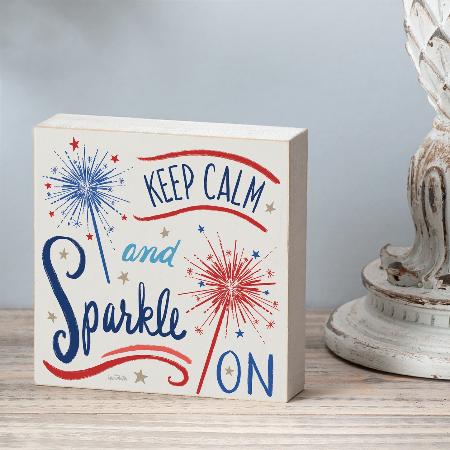 CounterArt Sparkle On Freestanding Solid Wood Block Sign Made in the USA 3.75” Square Decorative Accent for Home or Office
