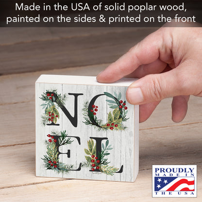 Highland Home Noel Autumn & Winter Decorative Wooden Home Accent Sign for Desk Mantle or Shelf Made in the USA