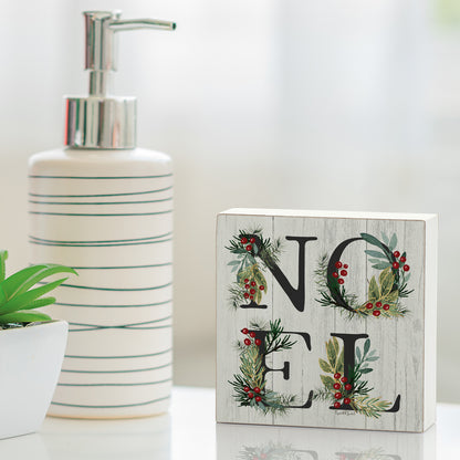 Highland Home Noel Autumn & Winter Decorative Wooden Home Accent Sign for Desk Mantle or Shelf Made in the USA