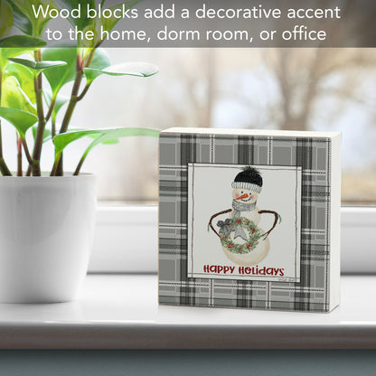 Highland Home Happy Holidays Decorative Wooden Home Accent Sign for Desk Mantle or Shelf Made in the USA