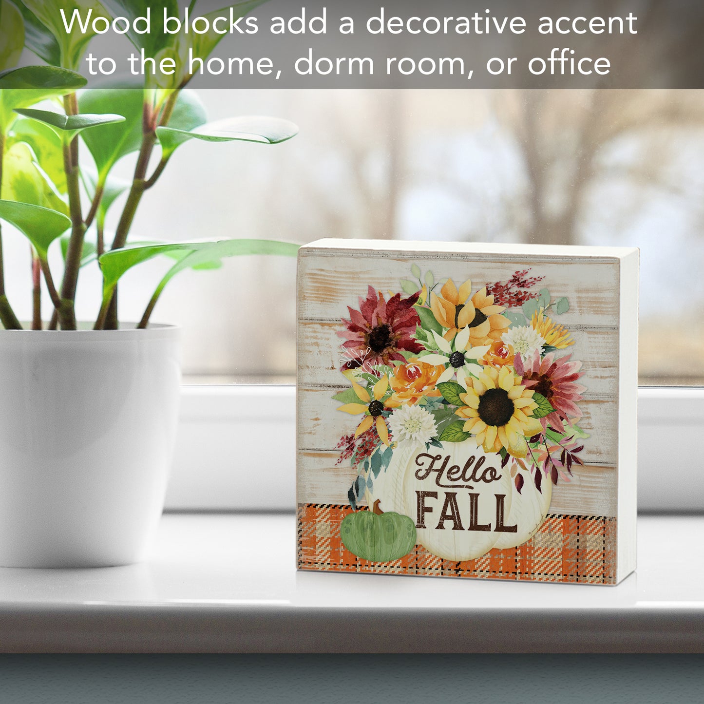 Highland Home Hello Fall Decorative Wooden Home Accent Sign for Desk Mantle or Shelf Made in the USA