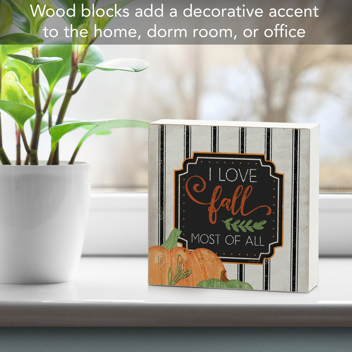 Highland Home Love Fall Decorative Wooden Home Accent Sign for Desk Mantle or Shelf Made in the USA (Love Fall)