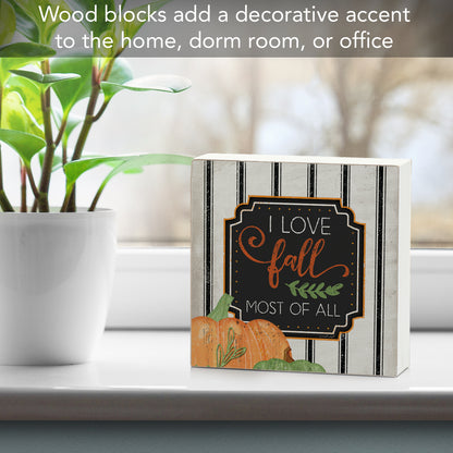 Highland Home Love Fall Decorative Wooden Home Accent Sign for Desk Mantle or Shelf Made in the USA (Love Fall)
