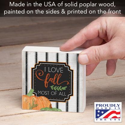 Highland Home Love Fall Decorative Wooden Home Accent Sign for Desk Mantle or Shelf Made in the USA (Love Fall)
