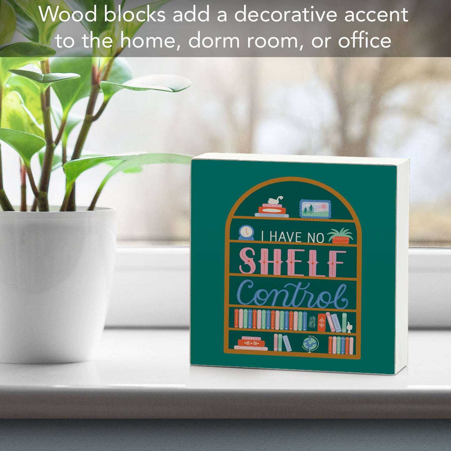 No Shelf Control Freestanding Solid Wood Block Sign Made in the USA 3.75” Square