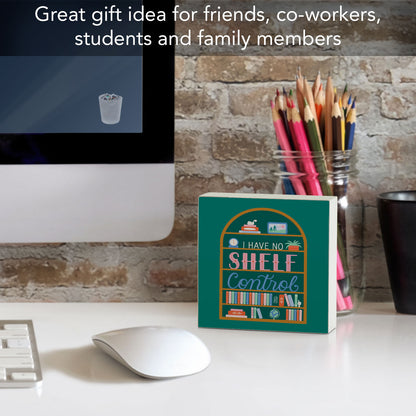 No Shelf Control Freestanding Solid Wood Block Sign Made in the USA 3.75” Square