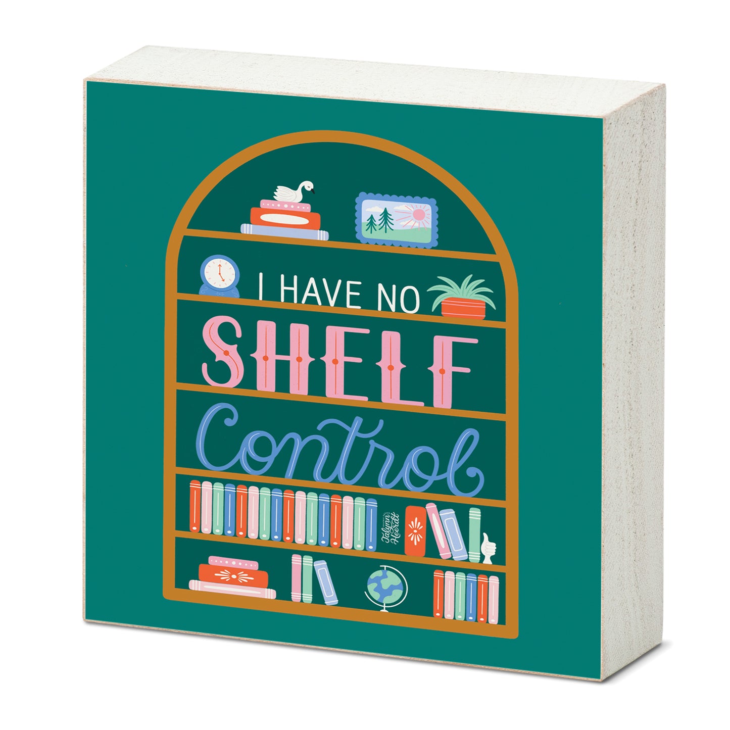 No Shelf Control Freestanding Solid Wood Block Sign Made in the USA 3.75” Square