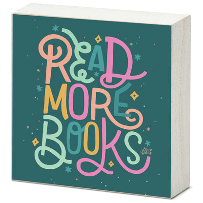Read More Books Freestanding Solid Wood Block Sign Made in the USA 3.75” Square