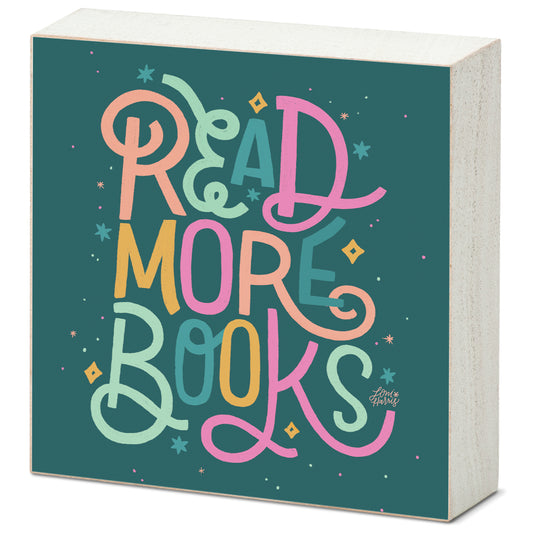 Read More Books Freestanding Solid Wood Block Sign Made in the USA 3.75” Square