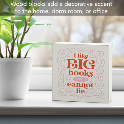 Like Big Books Freestanding Solid Wood Block Sign Made in the USA 3.75” Square