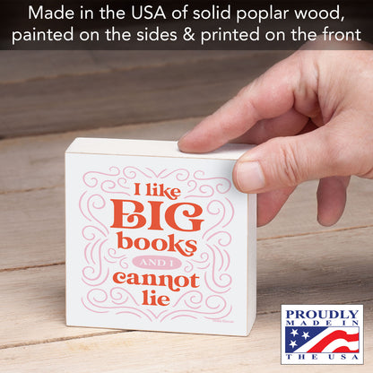 Like Big Books Freestanding Solid Wood Block Sign Made in the USA 3.75” Square
