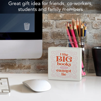 Like Big Books Freestanding Solid Wood Block Sign Made in the USA 3.75” Square