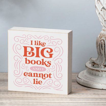 Like Big Books Freestanding Solid Wood Block Sign Made in the USA 3.75” Square