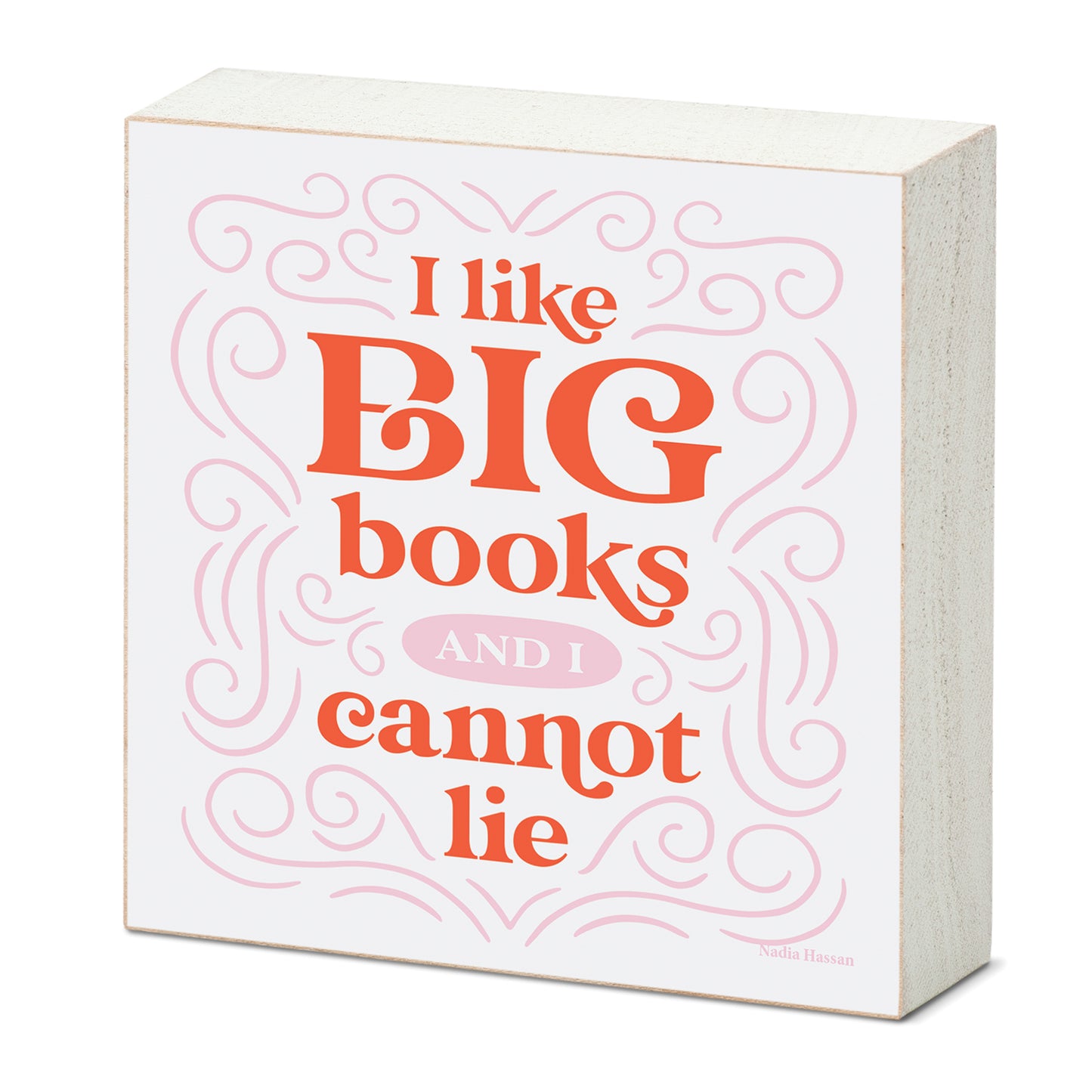 Like Big Books Freestanding Solid Wood Block Sign Made in the USA 3.75” Square